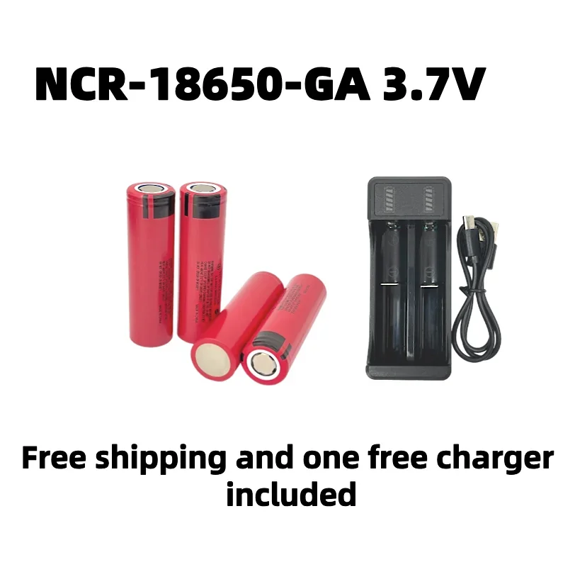 Free shipping18650 battery 2024 100% original NCR18650GA high discharge 3.7V 3500mAh rechargeable battery flashlight flat top