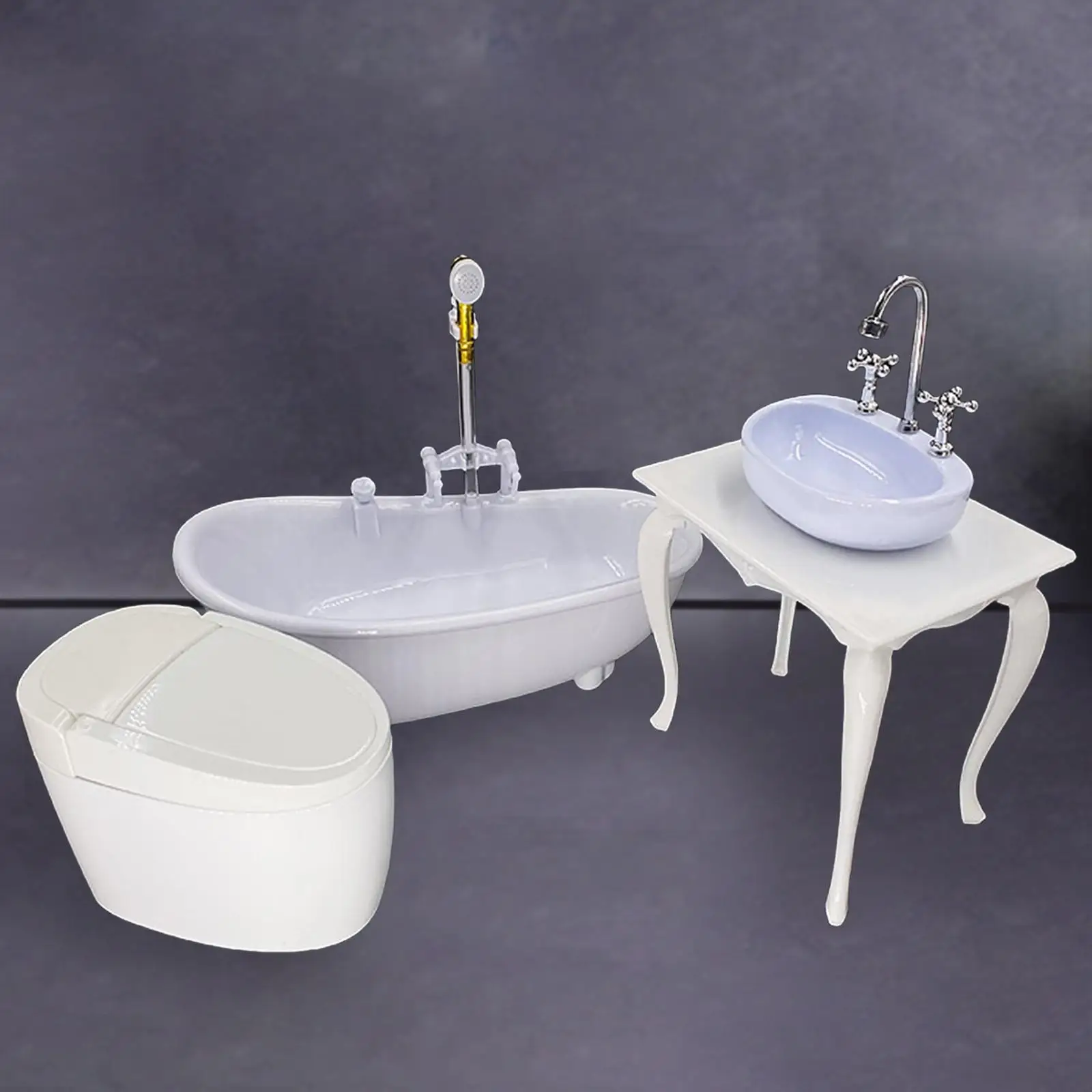 1/6 Scale Action Figures,Bathroom Accessories,Miniature Bathtub Toilet Washstand Collection Set,Toys Model for 12in Doll Accs