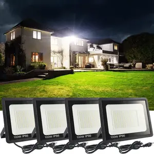 100W LED Flood Light, 11000lm Super Bright, IP66 Waterproof Outdoor Security Light with US Plug for Yard Playground