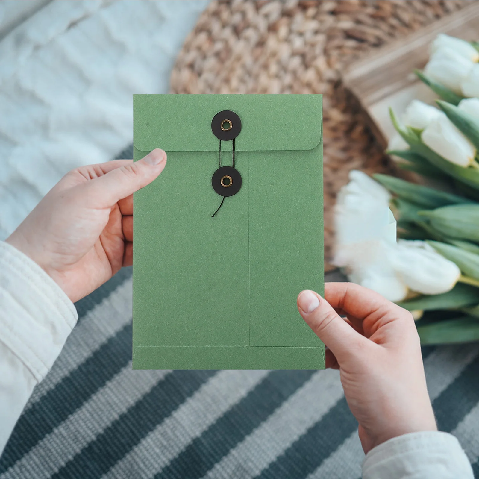 6pcs Large Thick Pockets String Button Document Folders Waterproof File Organizer Storage Bags For Office Use