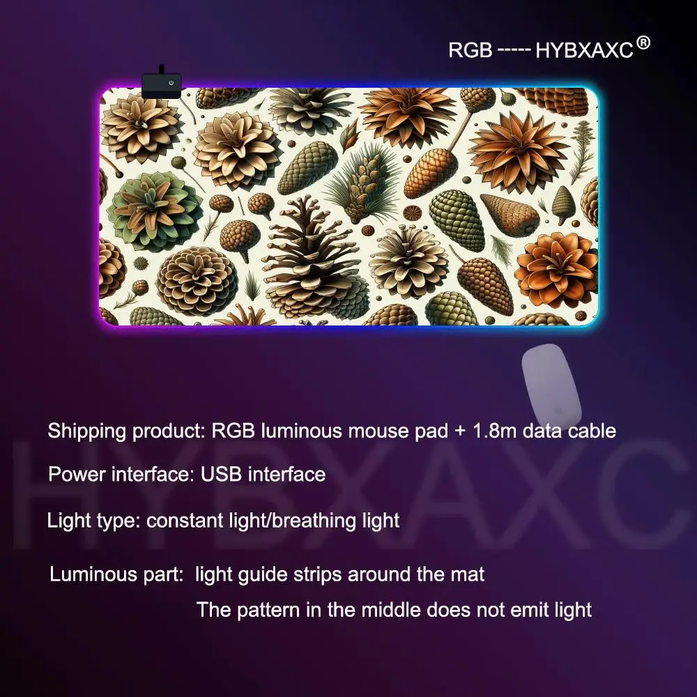 

HYBXAXC Western Plant Mouse Pad RGB Gaming Mouse Pad Desk Mat HD Gamer Large LED Light XXL 80X40CM Mouse Pad