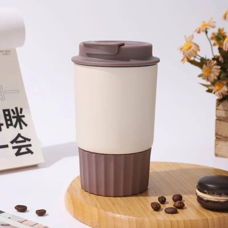 Coffee Cup Simple Stainless Steel Water Drinking Bottle Women's Portable Vehicle-mounted Insulated Cup Outdoor Water Bottle