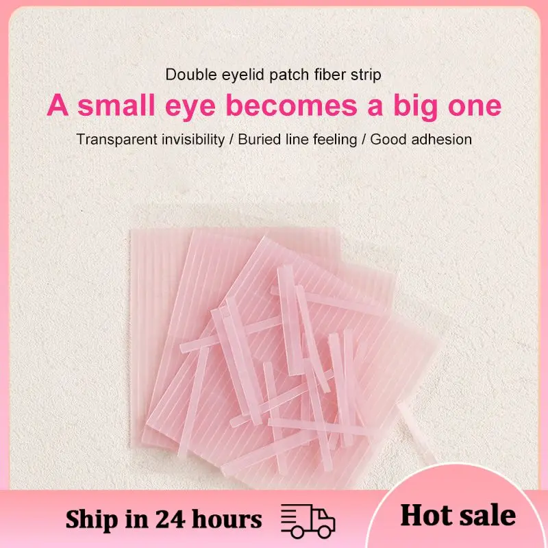 50pcs Natural Lasting Double Eyelid Fiber Tape Invisible Transparent Double Sided Strip Adhesive Fiber Stretch Eye Makeup Tools