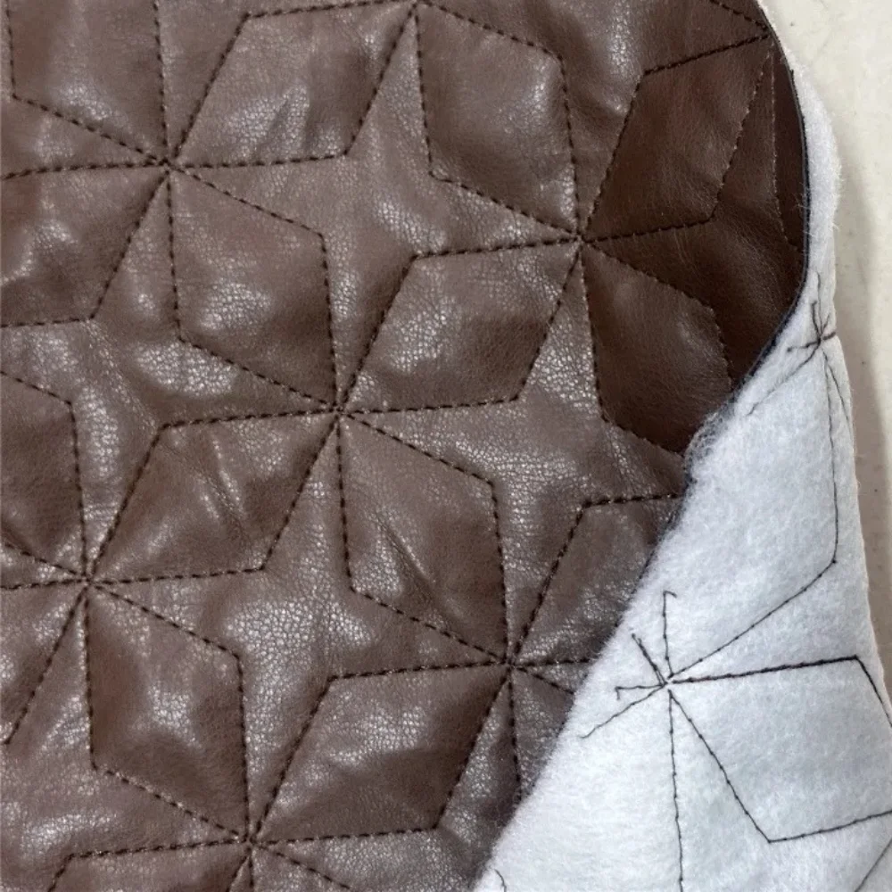 

Brown Synthetic Leather Fabric Thickened Diamond Knitted Cotton Lining Fabrics Warm Clothing for Diy Sewing Cloth By Meter