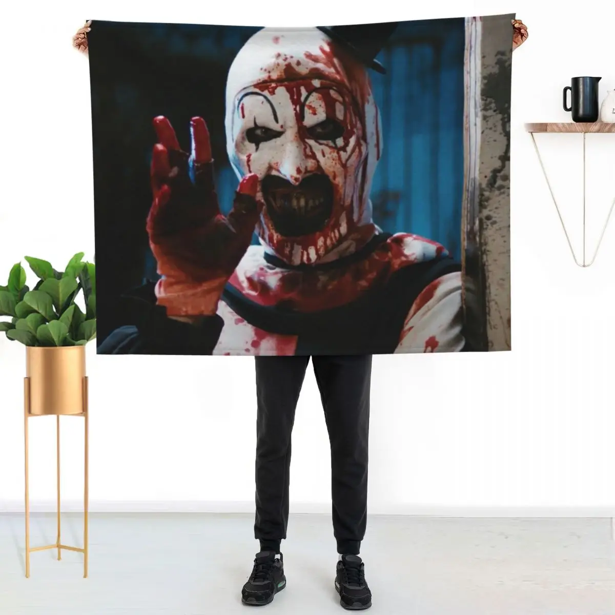 Art The Clown - Terrifier Throw Blanket couch cozy soft plush fuzzy picnic outdoor blanket