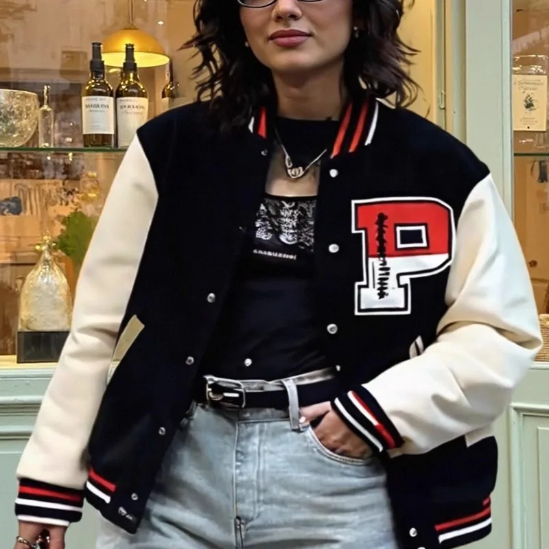 HUMADE Japanse retro stijlvolle honkbaljas geborduurd co-branded herfst winter paar bovenkleding