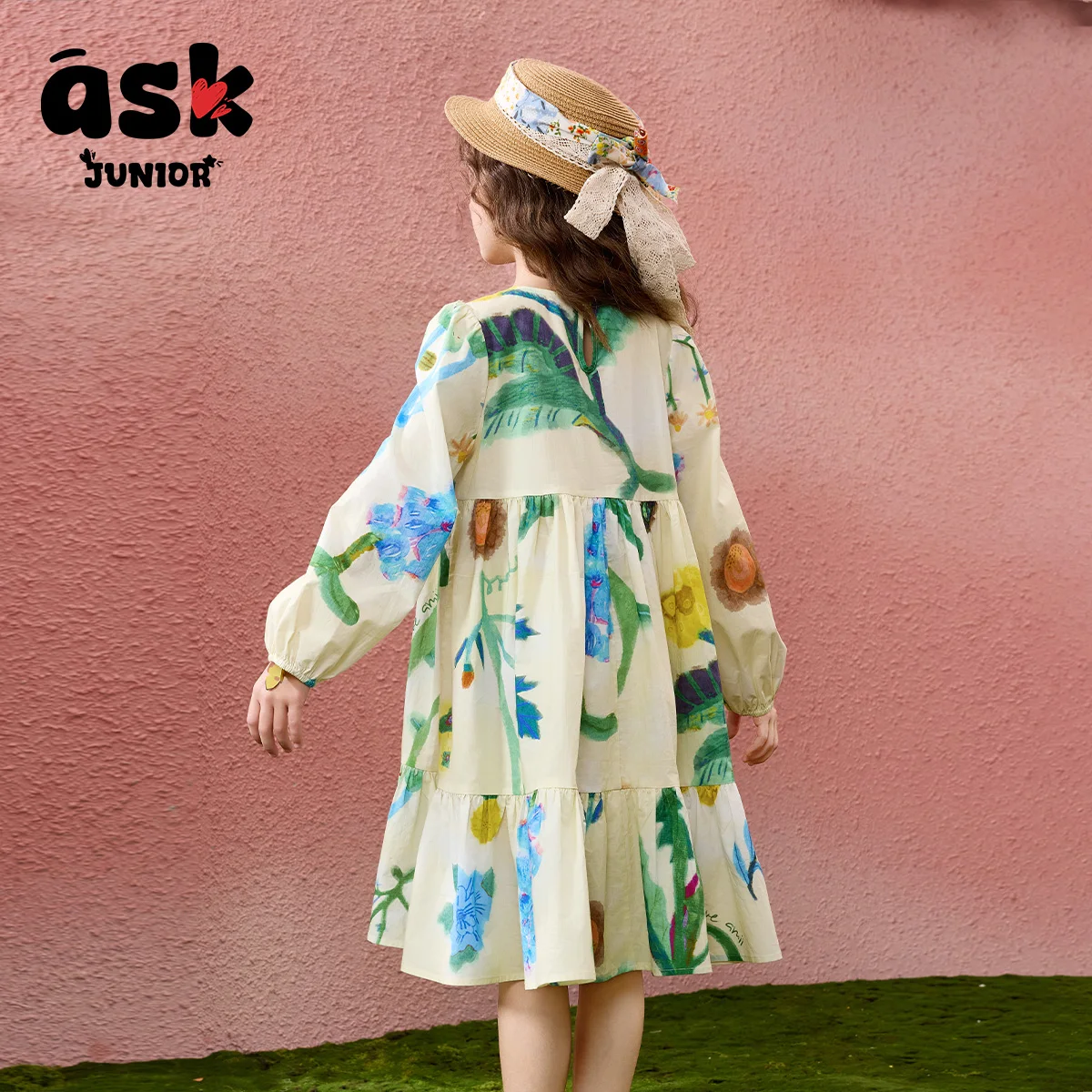 اسأل الفتيات الصغار الربيع منتصف وكبار السن زهرة التباين اللباس عارضة #2