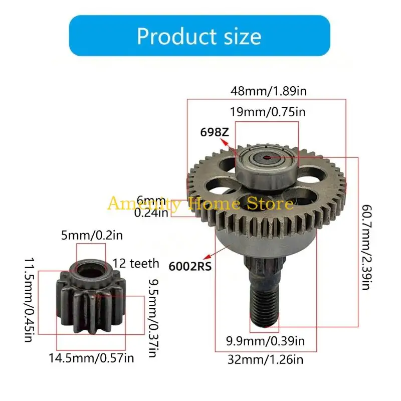 F26C Lawn Mower Gear Set 47Tooth And 12Tooth For 8in/10in/12Inch Lithiums Battery Grass Cutter Durability Aluminum Build