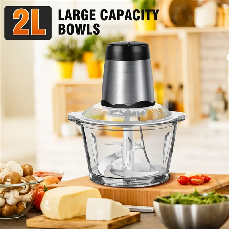 AD-Small Food Chopper Suitable For Kitchen Aid, With 2-Liter Glass Container B US Plug