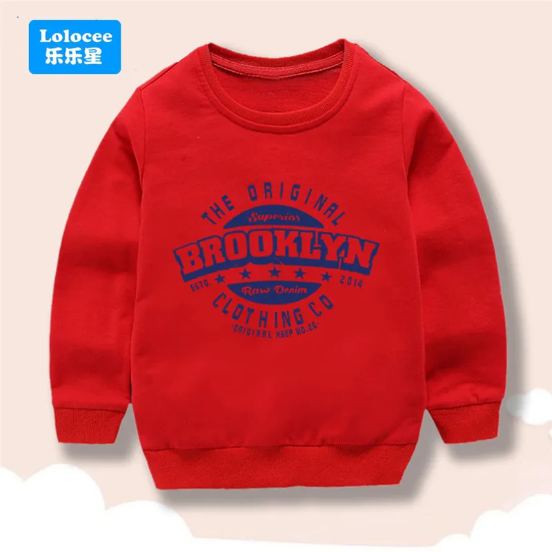 Boys Autumn Sweatshirts Fashion Letter Brooklyn Printed Round Neck Baby Boys Tops Teens Loose Long Sleeves Pullovers ZMBL1