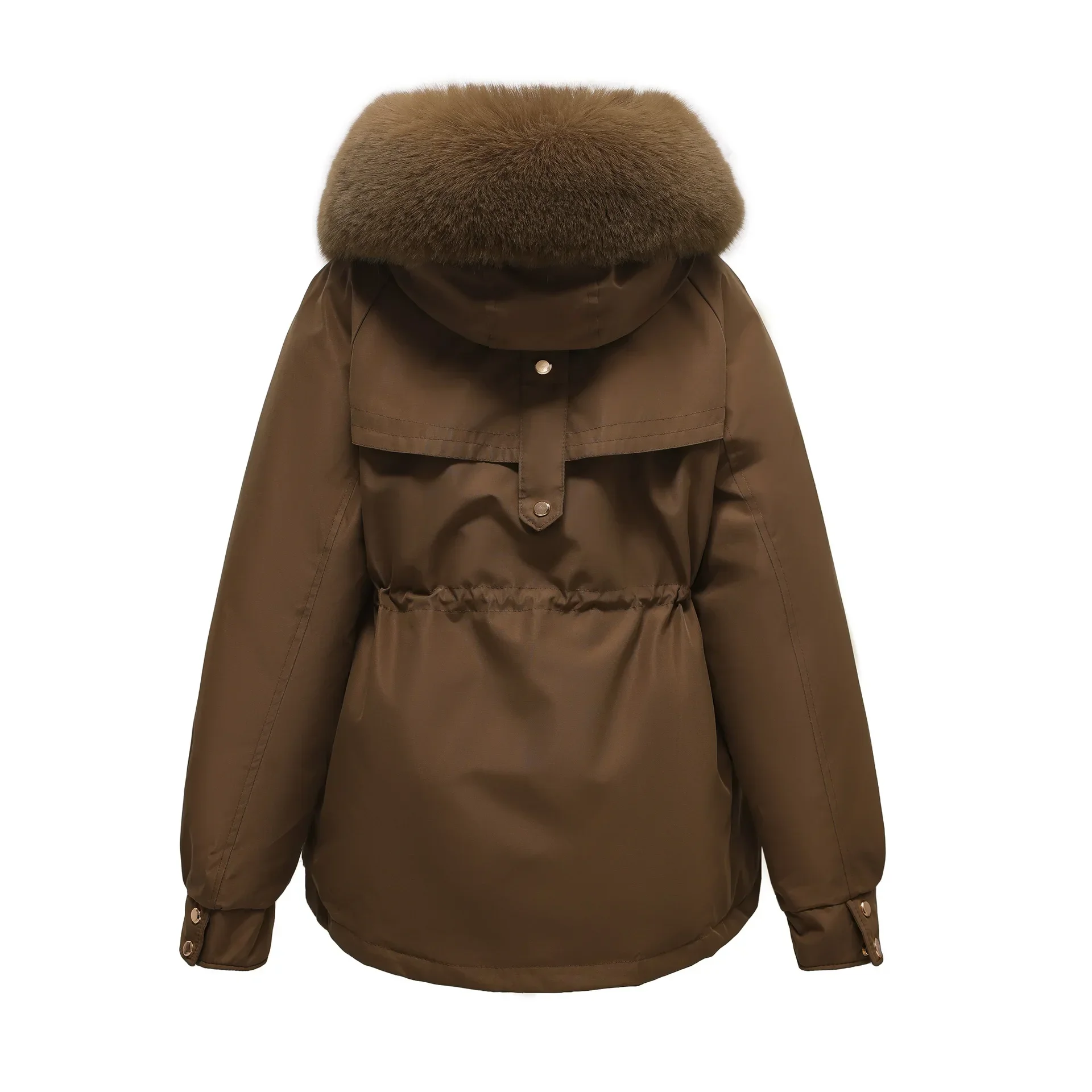 Chaqueta acolchada de algodón con cuello de piel para mujer, Parkas gruesas y cálidas, abrigos sueltos elegantes a la moda, novedad de invierno, 2024