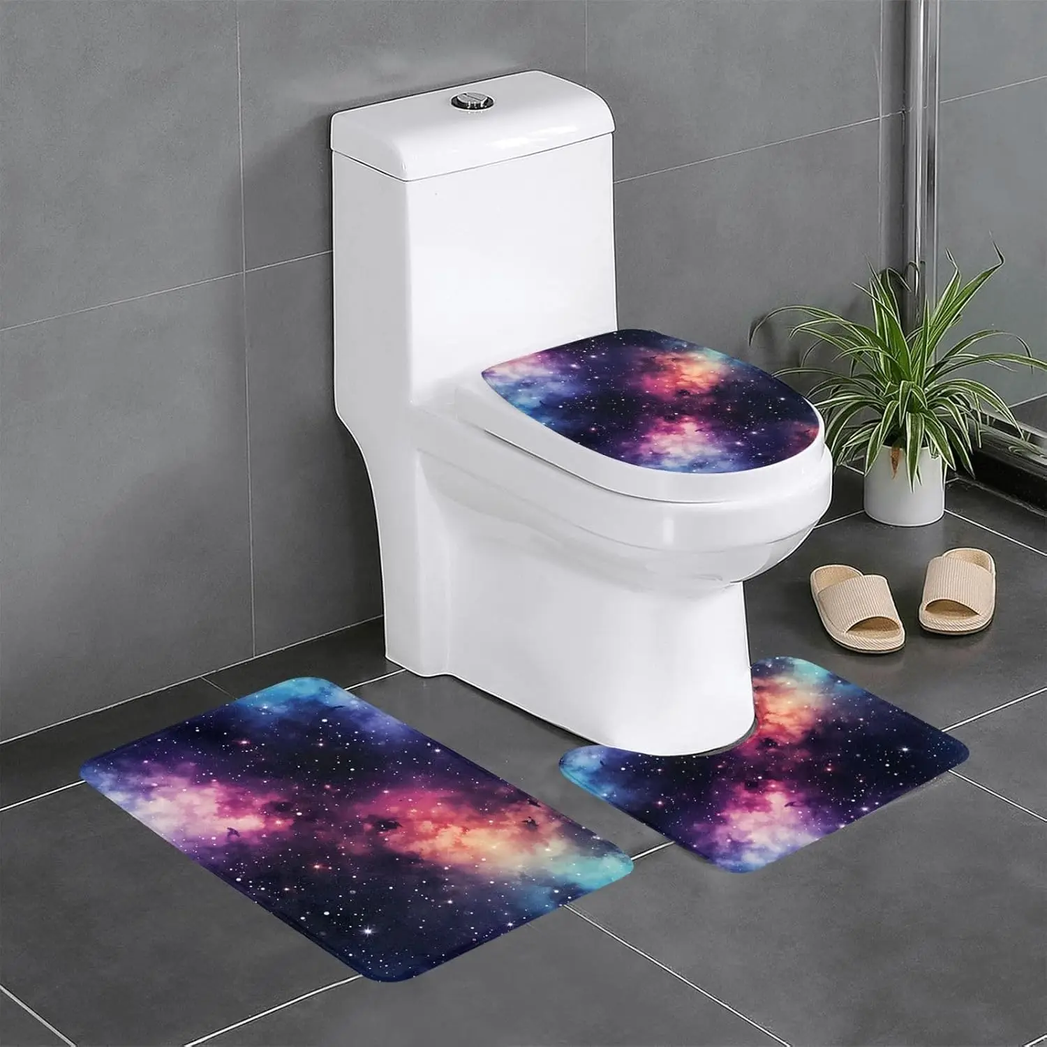 

3 шт., набор ковриков для ванной комнаты Universe Galaxy Outer Space Pattern из трех предметов, коврики для душа в ванной комнате, противоскользящие, быстросохнущие
