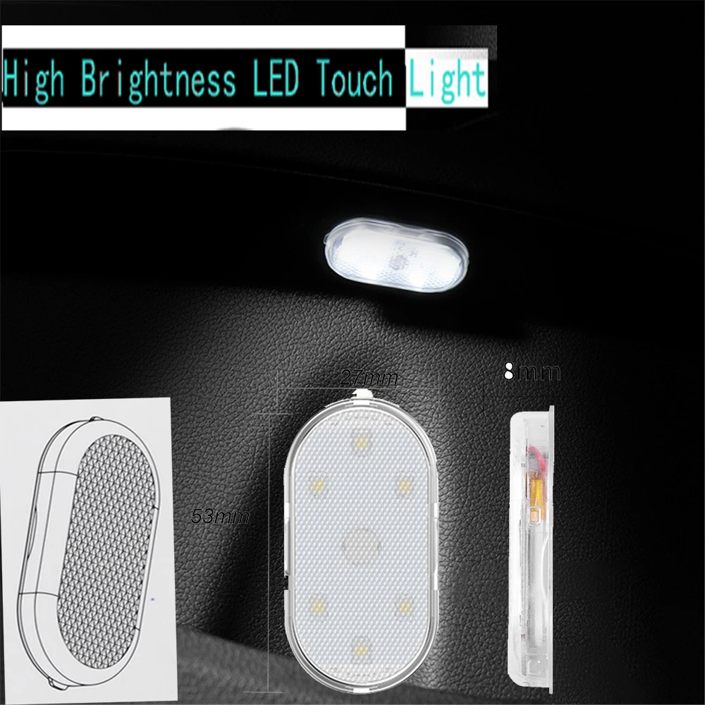 

High Brightness LED Touch Light USB Charging Car Interior Lighting Magic Sticker Ambient Lamp With Strobe Mode For Multi-color