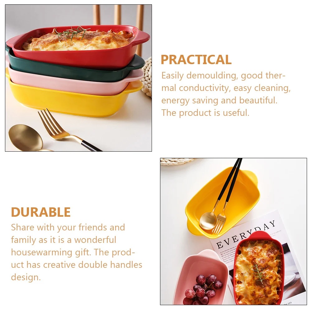 

Rectangular Ceramic Baking Tray Odorless Non Scratch Saving Beautiful Baking Accessories Ceramics Bakeware