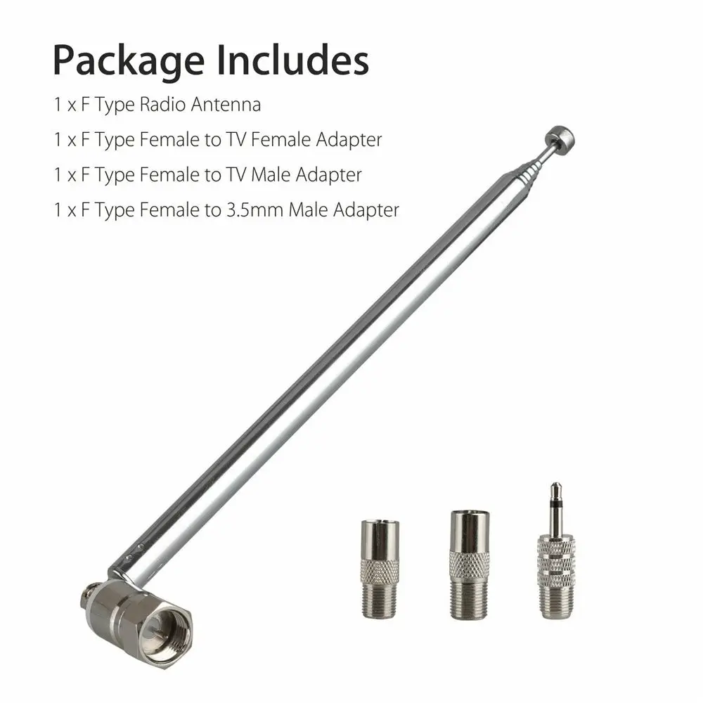 Telescopic with TV/3.5 Adapter Wave 5V 10W Aerial 86-106MHz 75 Ohm Antenna