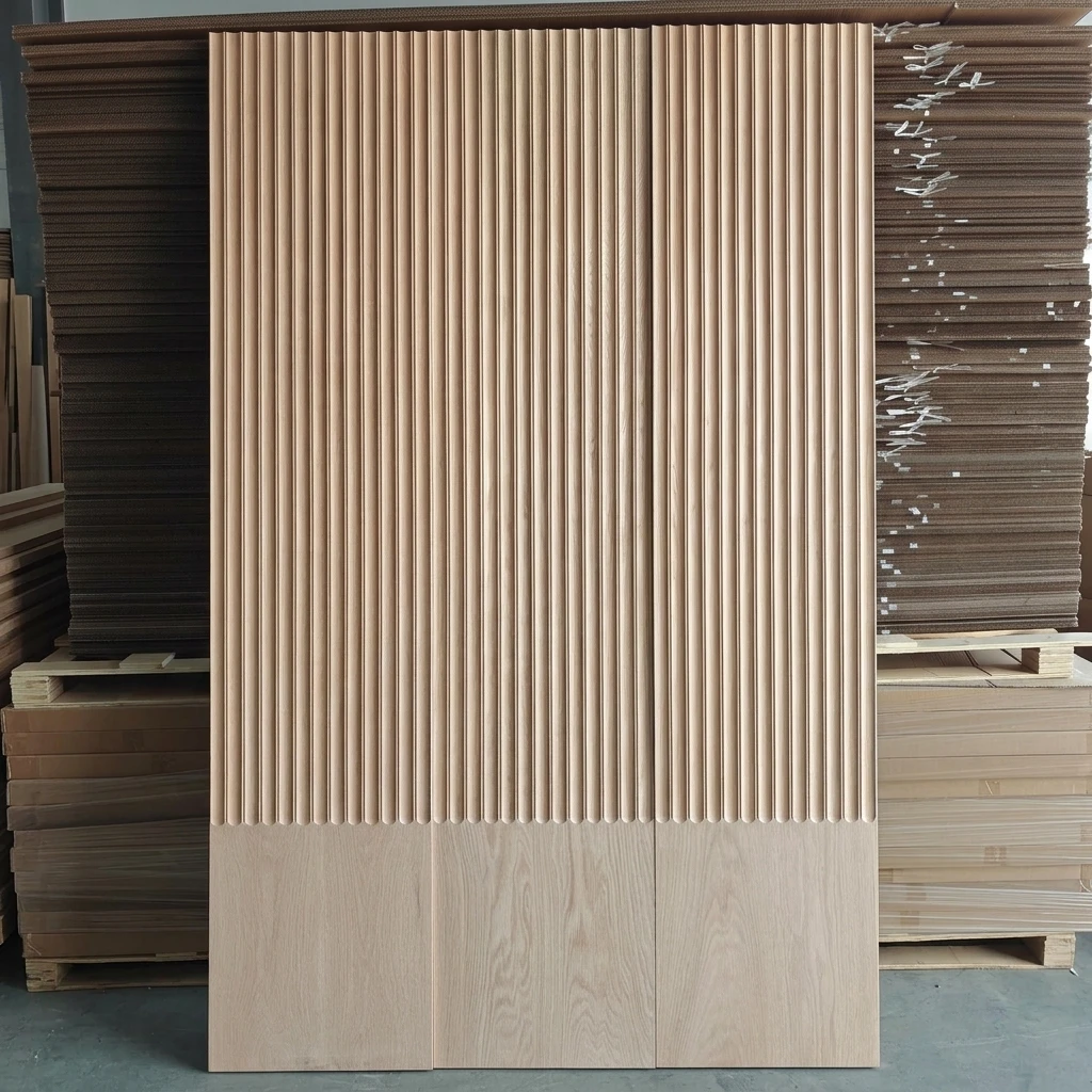 Red Oak Fluted Wall Panels Easy DIY Installation Moisture Resistant Interior Decor Upgrade Living Room Bedroom Home Office