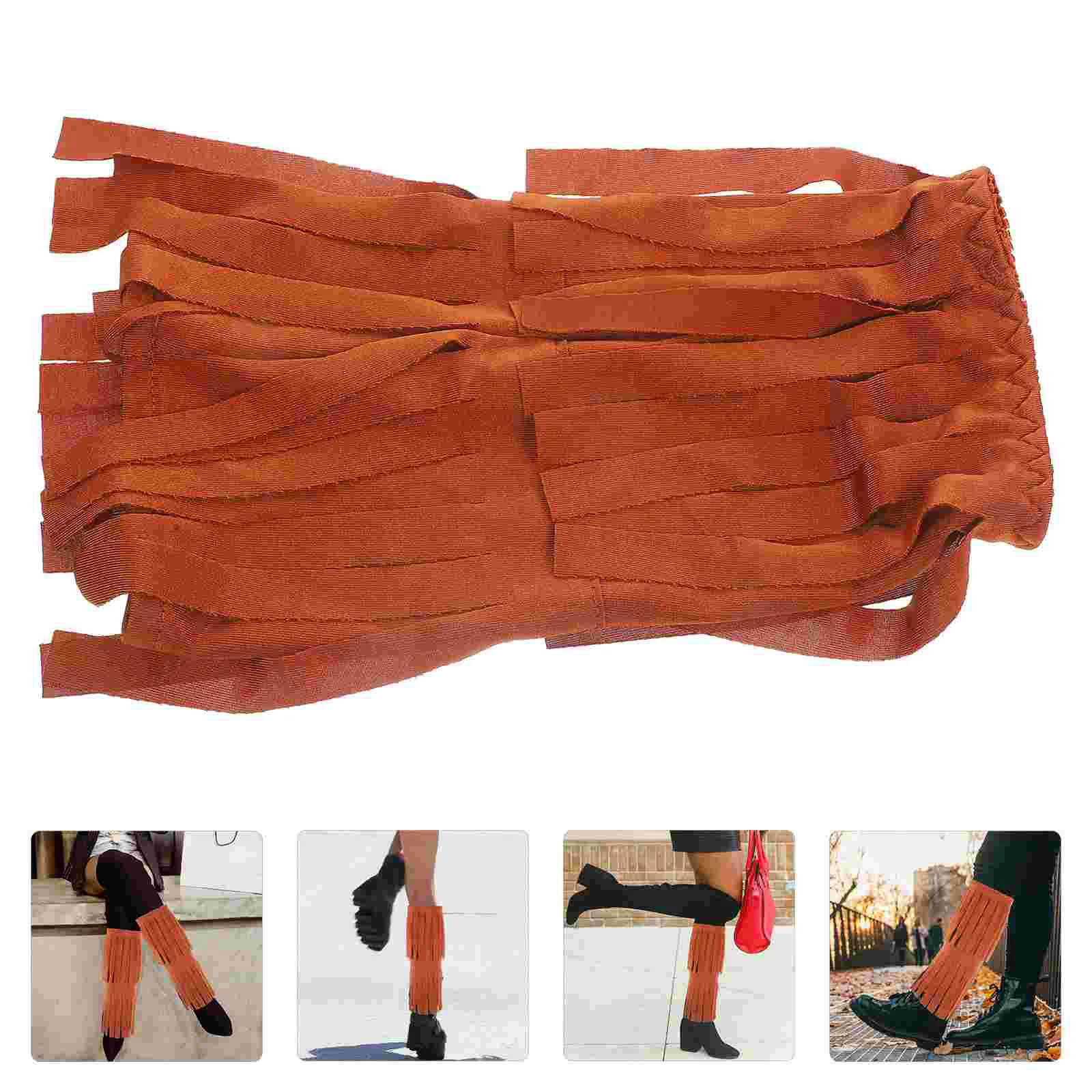 Cubiertas de botas Hippie para mujer, decoración con flecos, borlas, conjunto de poliéster para actuaciones en escenario