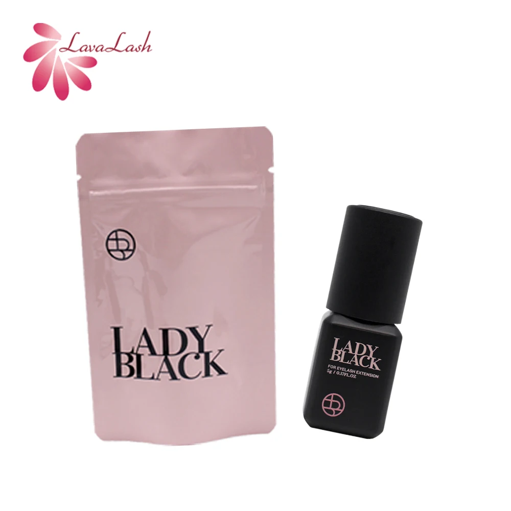 Lady Black Glue Fast Drying for Eyelash Extension 5ml Korea Original Retention 5-6 Weeks Low Irritation No Smell Lash Glue
