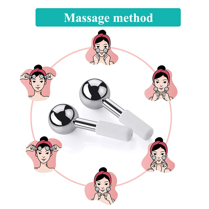 Hot Selling Skin Ice Globes Rose Gold Cooling Facial Ice Globes Beauty Roller Stainless Steel Magic Metal Cold Therapy Hand Held