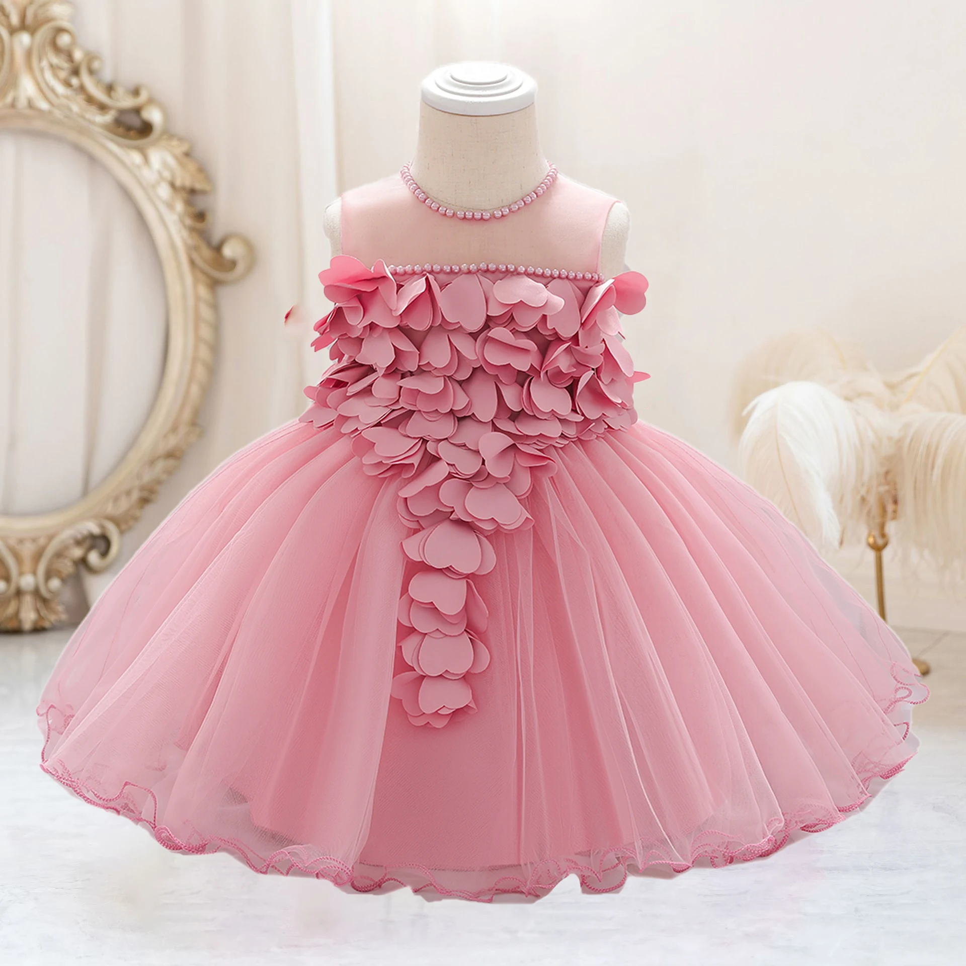 Fluffy Tulle Baby Girl Princess Dress Infant 1st Birthday Baptism Ball Gown Toddler Kids Wedding Party Prom Summer Baby Clothing