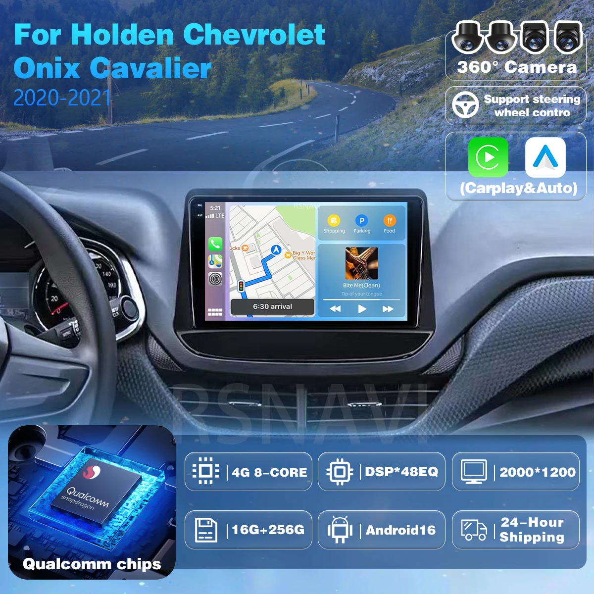 Qualcomm Plug and Play Android 16 For Holden Chevrolet Onix Cavalier 2020 2021 Car Radio Multimedia Player Auto Carplay Stereo