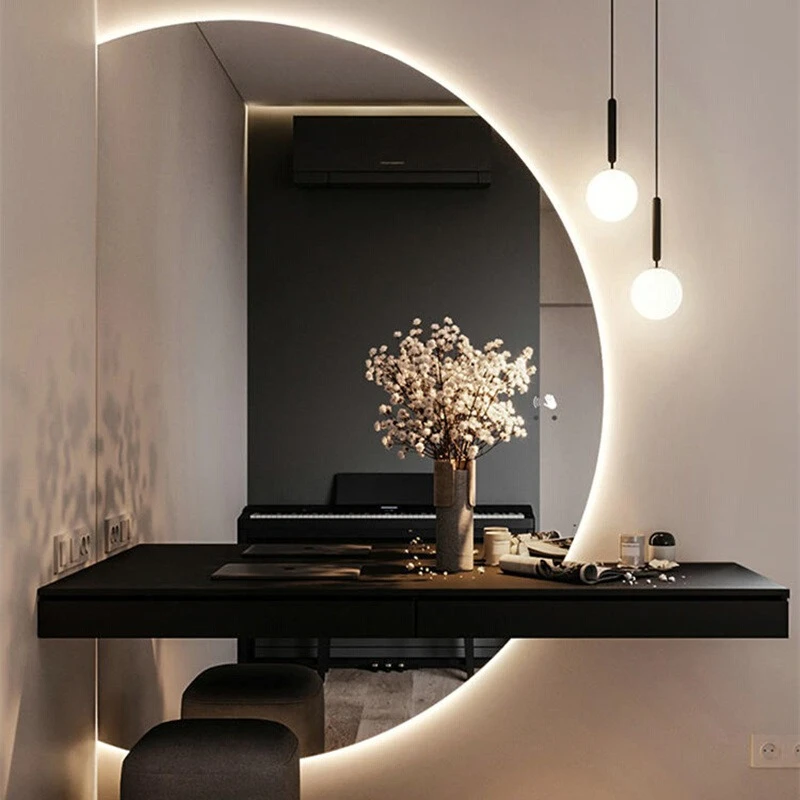 

Alien Luminescent Mirror Intelligent Semicircle Wall Adhesive Full Body Decor Bathroom Decoration Decoración Hogar Living Room