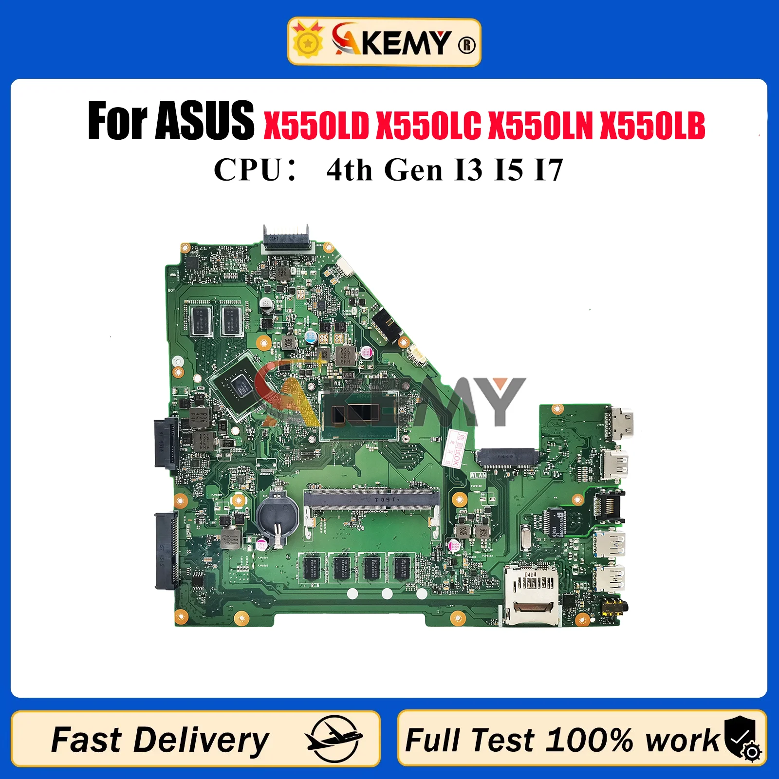 

X550LD Laptop Motherboard For ASUS VivoBook X550L R510L X552L Y581L X550LD X550LC X550LN X550LB Mainboard With I3 I5 I7 CPU stk