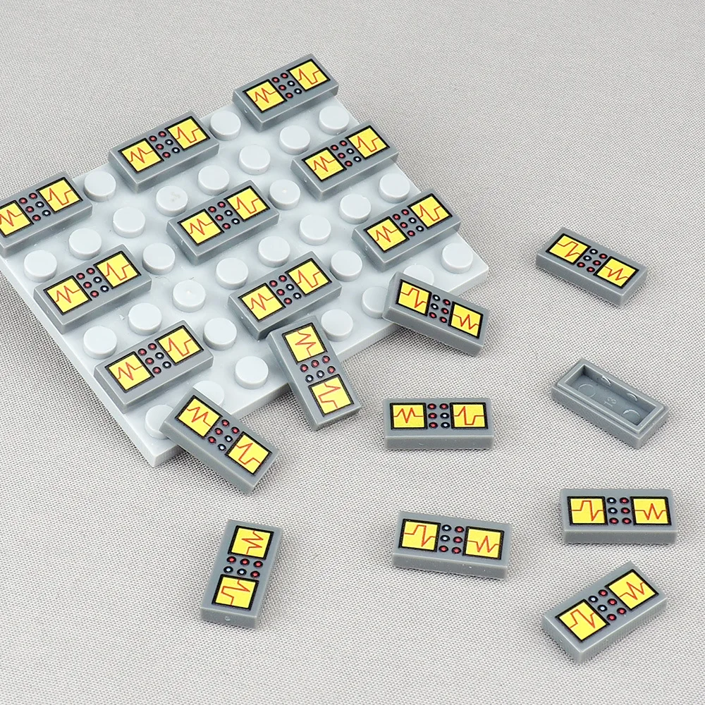 MOC 10 pièces 3069 blocs de construction à motif d'écran électronique imprimé 3069pb briques de conseil noir et rouge assembler des particules jouet cadeaux