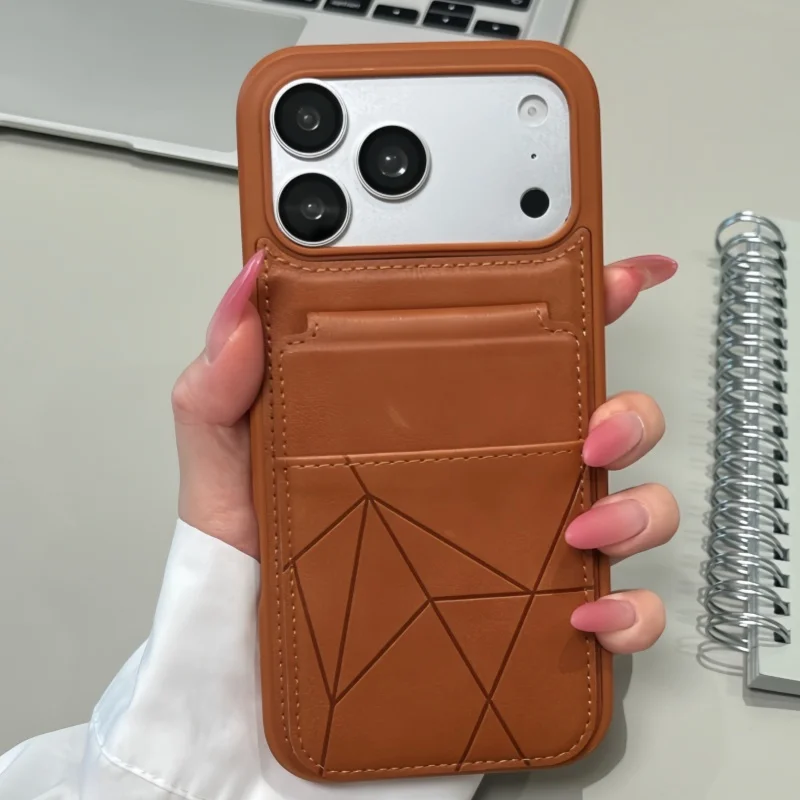 Luxuriöse Business-Lederhülle mit Kartenfächern und Ständerfunktion für iPhone 18 17 Air 11 15 14 13 12 16 18 Pro Max XR, Kartenhalter-Abdeckung