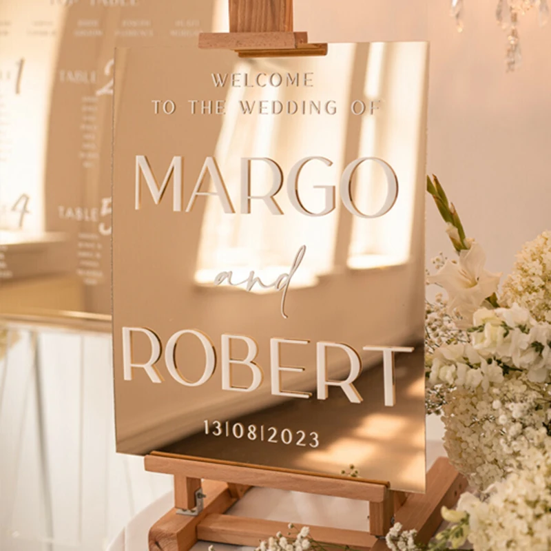 

Индивидуальная золотая акриловая зеркальная таблица для сидения, высококачественные прозрачные большие акриловые поздравительные открытки для свадебной вечеринки и свадьбы