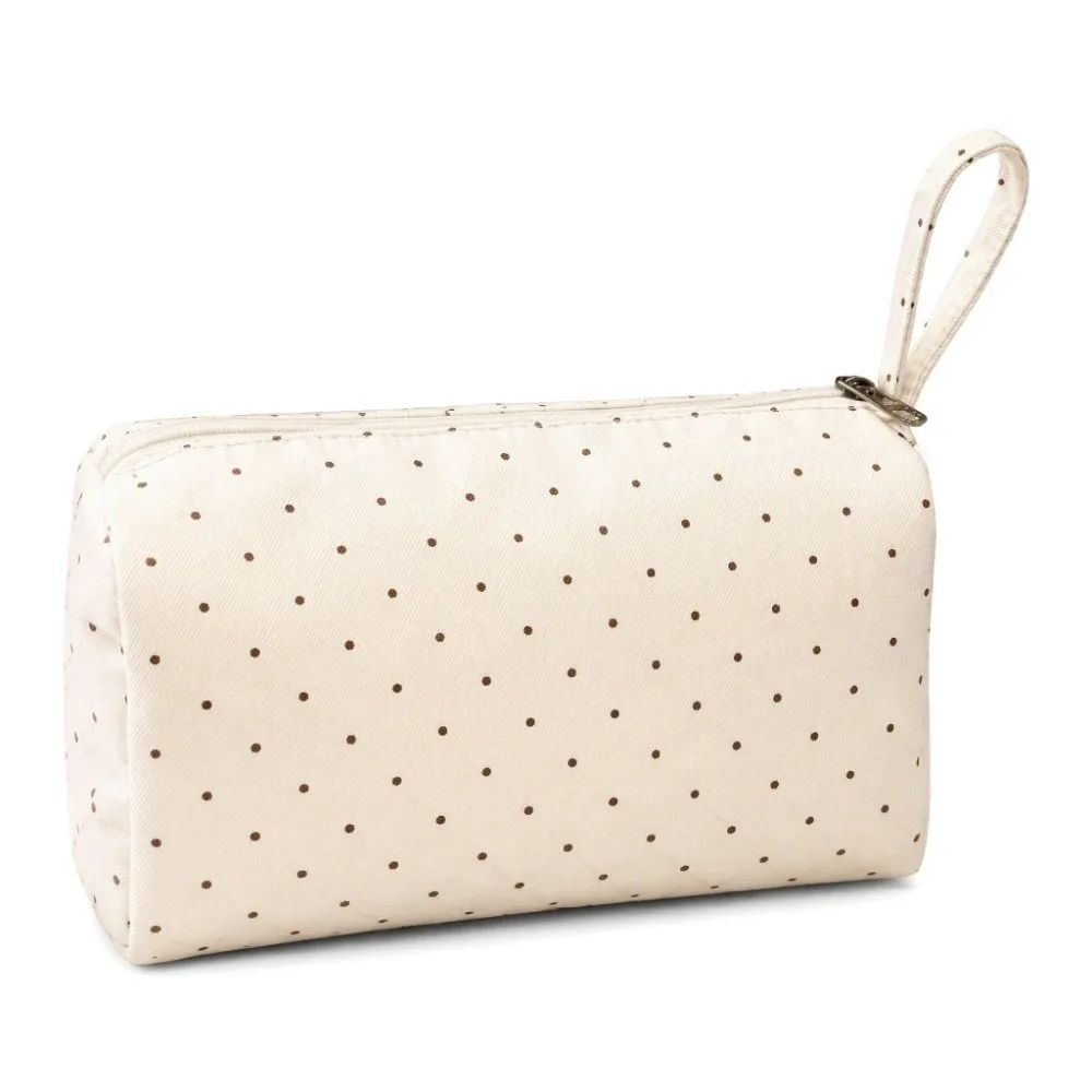 Polka Dot Cosmetic Bag Zipper Closure Splash Resistant Toiletry Pouch Lightweight Large Capacity Makeup Handbag Daily Use