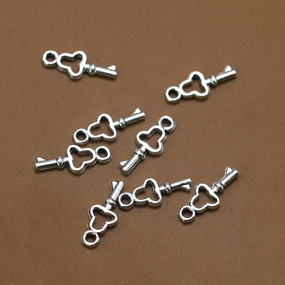 

100Pcs Alloy Key Shape Pendant Charms Silver for Necklace Bracelet DIY Jewelry Making Accessories Metal Fashion Charm