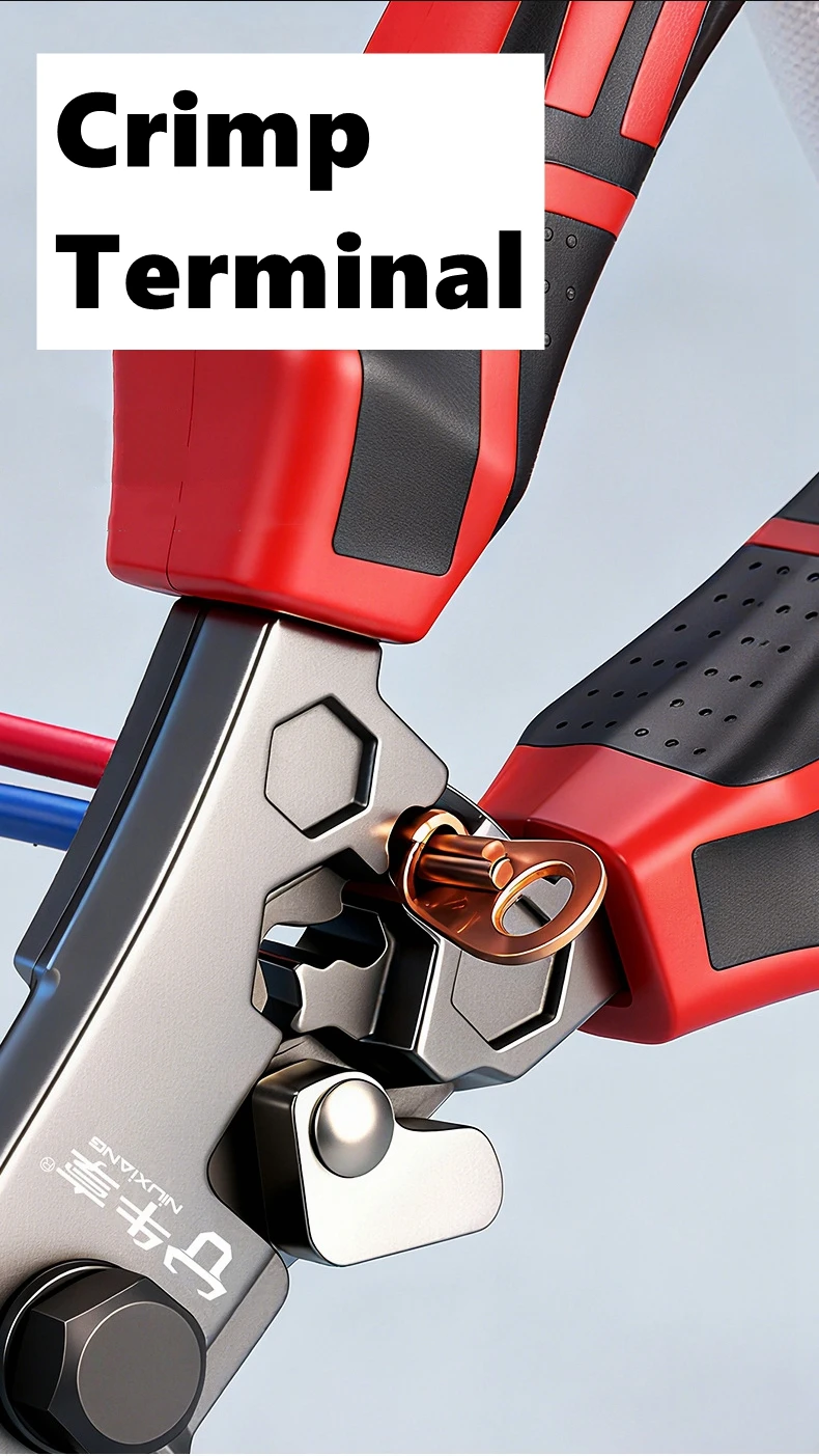 Multifunktionale Elektrikerschere, Crimp-Drahtschneidewerkzeug mit Schraubenschlüssel, Luftfahrtschere zum Schneiden von Blechen und Kabeln – Detail 6