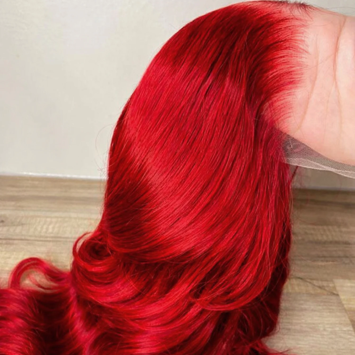 Peluca de cabello humano con encaje frontal HD 13x6, onda corporal roja intenso, densidad 200%, para mujeres # Cabello Natural Pre-Arrancado de Color 99J con Línea de Cabello Natural 4X4 5X5