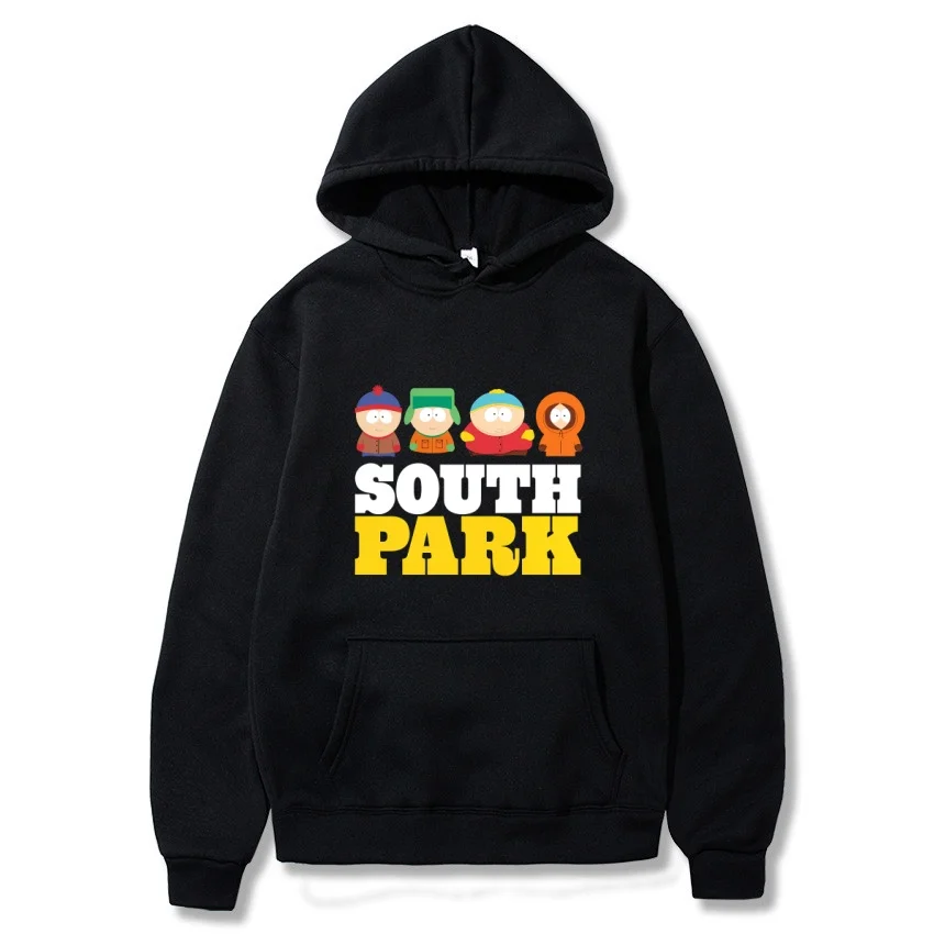 South Park Anime-Muster Hoodie, modischer warmer Mantel, Herren-Hoodie für Herbst und Winter, schwarzer Street-Hoodie mit langen Ärmeln – Detail 12