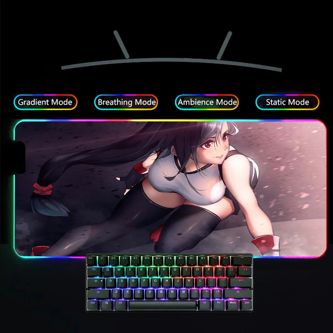 FINAL FANTASY VII Tifa Lockhart Large Gamer Mouse Pad Xxl Led Mousepad Rgb Computer Gaming Accessories Desk Mat Deskmat Backlit