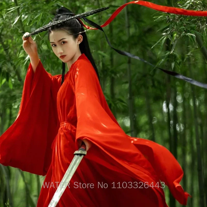 In Stock Hanfu Dresses Women's Carnival Cosplay Costumes Chinese Traditional Style Stage Dance Dress Ancient Photography Set Red