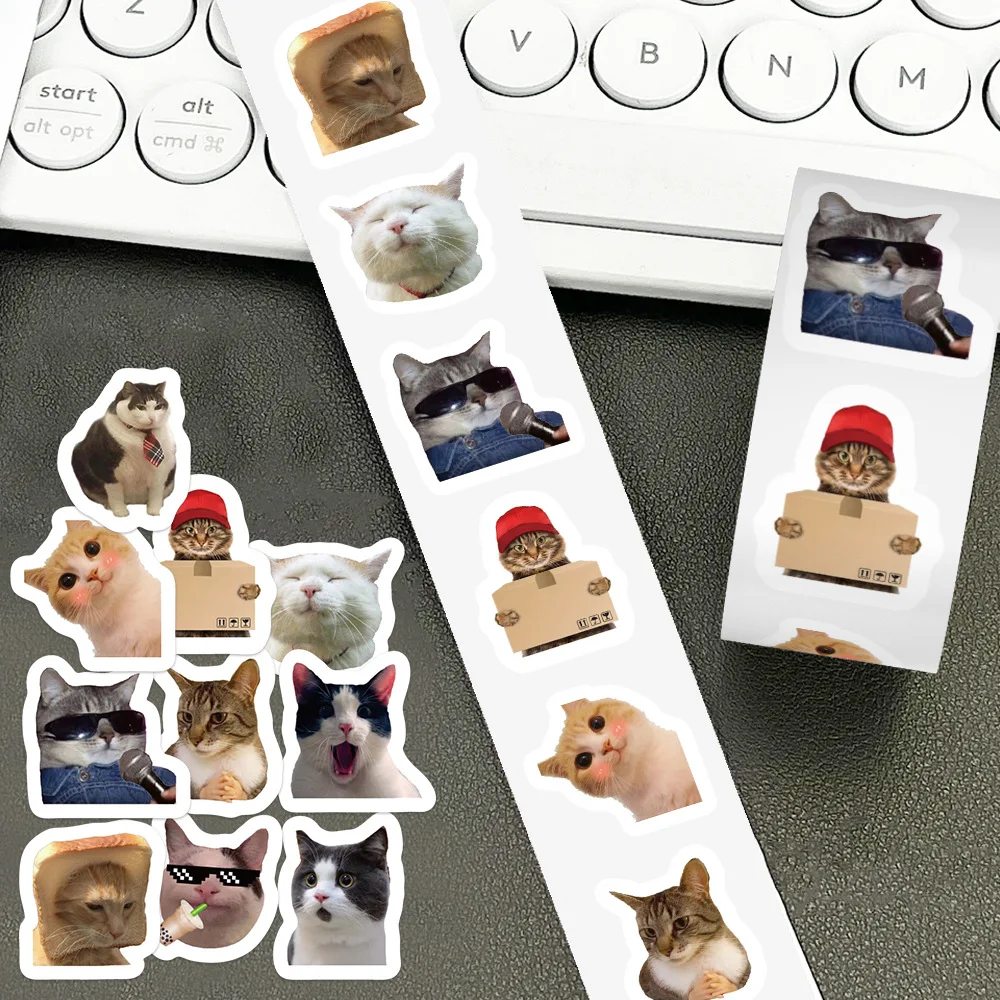 50-500pcs Funny Cartoon Cat Sticker Children Label Stickers Cute Toy Phone Laptop Notebook DIY Gift Sealing Decoration Sticker