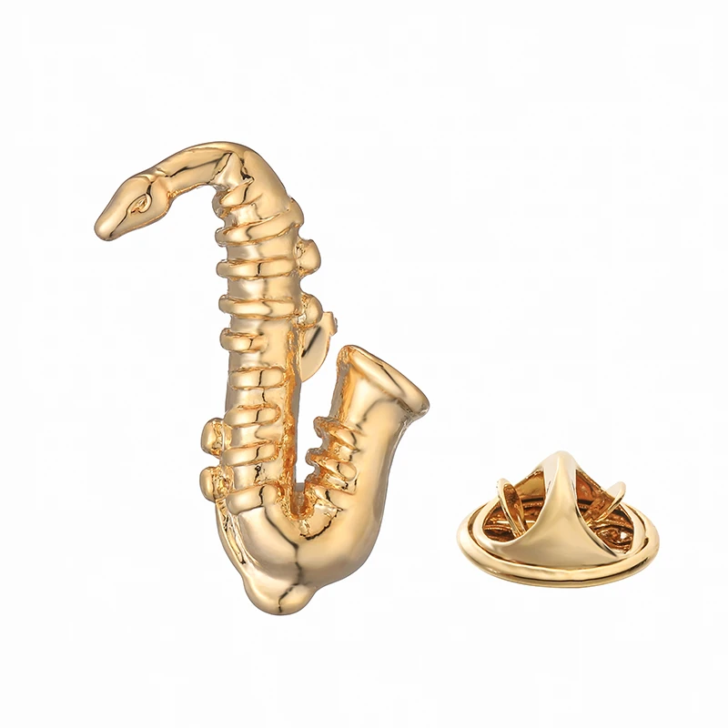 Copper material music equipment saxophone brooch fashionable men's suit coat lapel pin women's backpack hat badge image 3