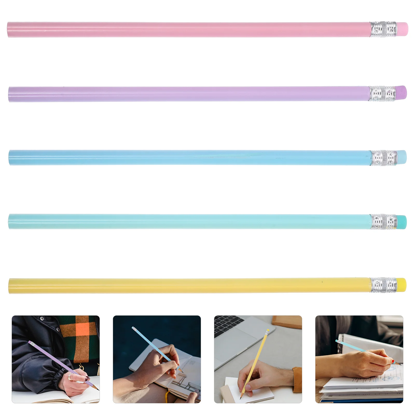 

Macaron Ribbon Wipe Head Hb Triangular Pole Writing and Painting Posture Correction Student Pencil 50 Pieces