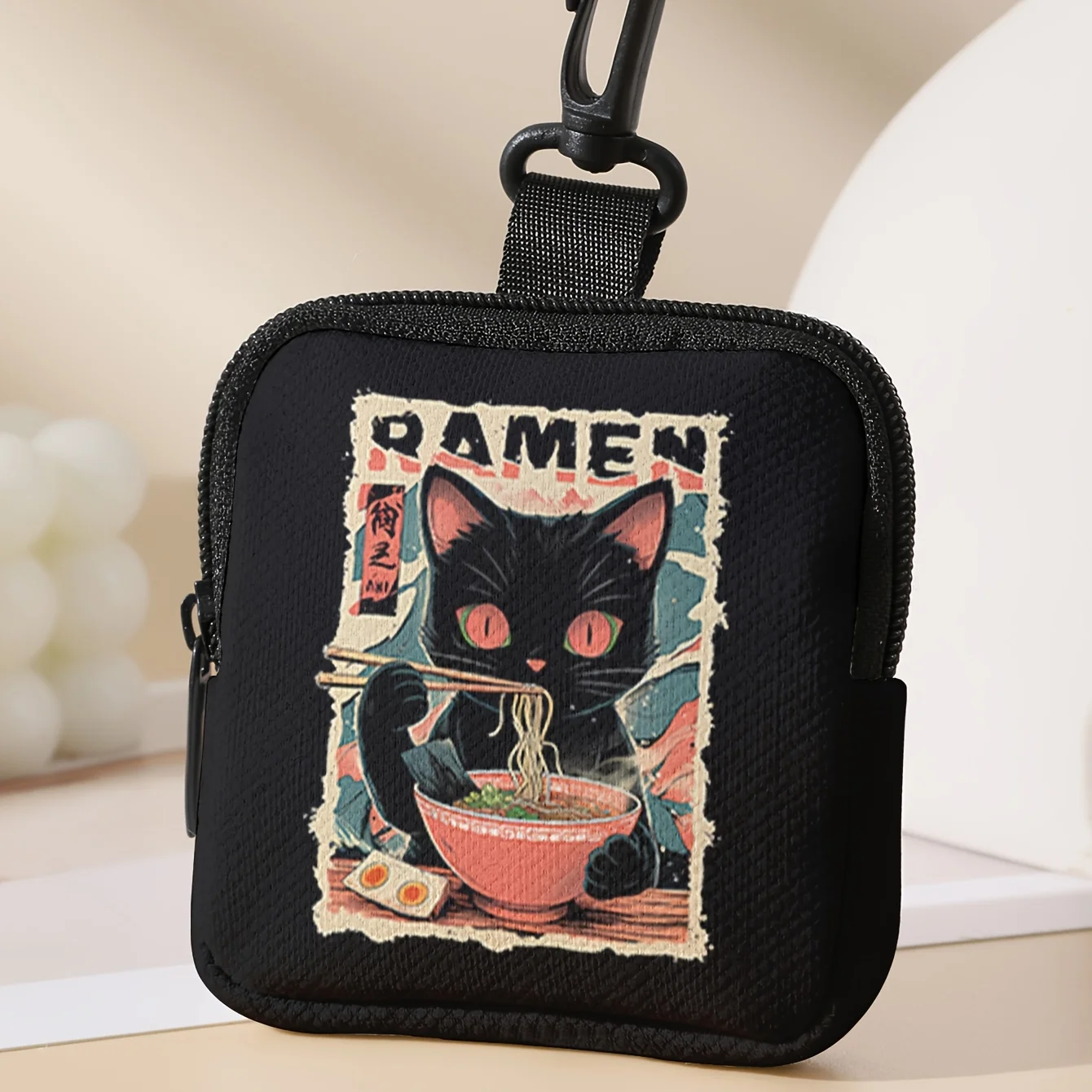 One Pack, Lamian Noodles Kitten Pattern Large Capacity Coin Purse Digital Storage Bag Multi-Function Key Card Holder Coin Purse