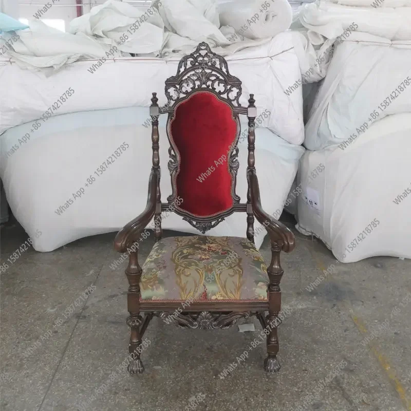 Xx European Classical Solid Wood Villa Club Star Hotel Luxury Unit Red Chair Sofa Chair