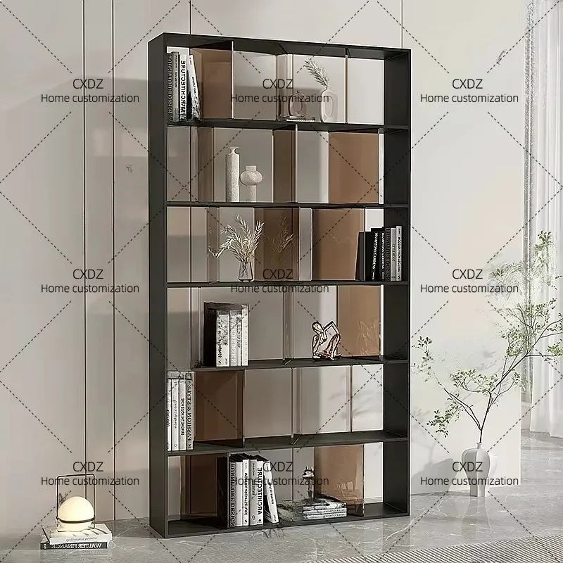 XX Stainless Steel Bookshelf Acrylic Multi-Layer Display Shelf Modern Creative Floor Storage Rack