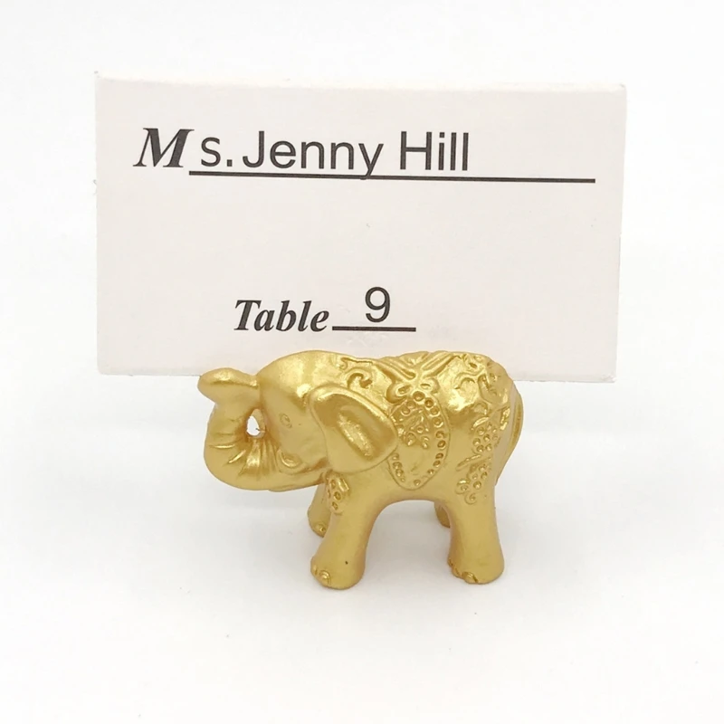 New Elegant Gold Place Card Holders Delicate Gold Elephant Tabletop Card Holders for Name Card and Event Information