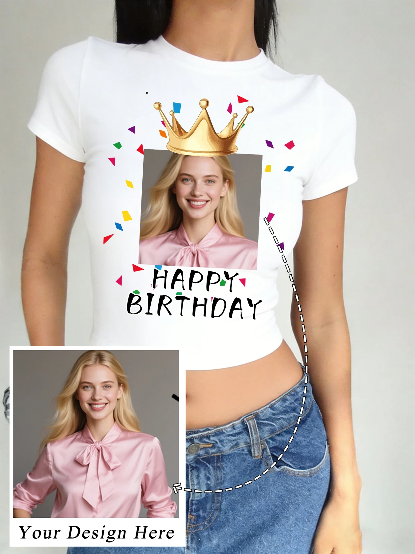 Creative Picture Design Women's T-shirt Family Party Clothes Sisters Celebrate Clothing Yoga Elasticity Tee Spicy Girl Style