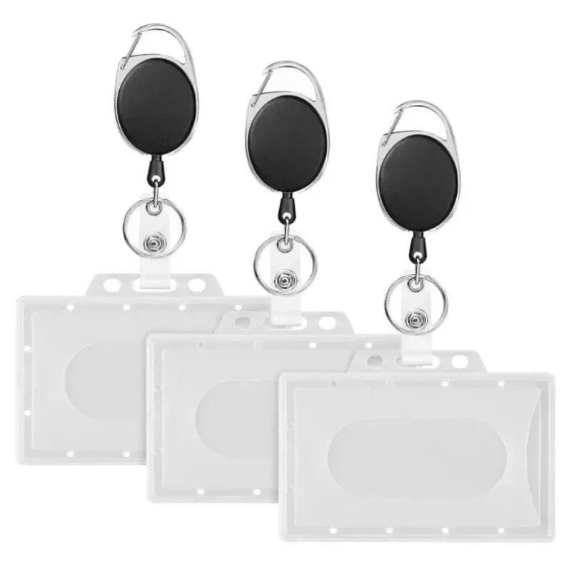 Exhibition ID Card Badge Holder for Staff Working Permit Case Clip Badge Reel Pass Work Card Cover Case Sleeve Clip ID Tag