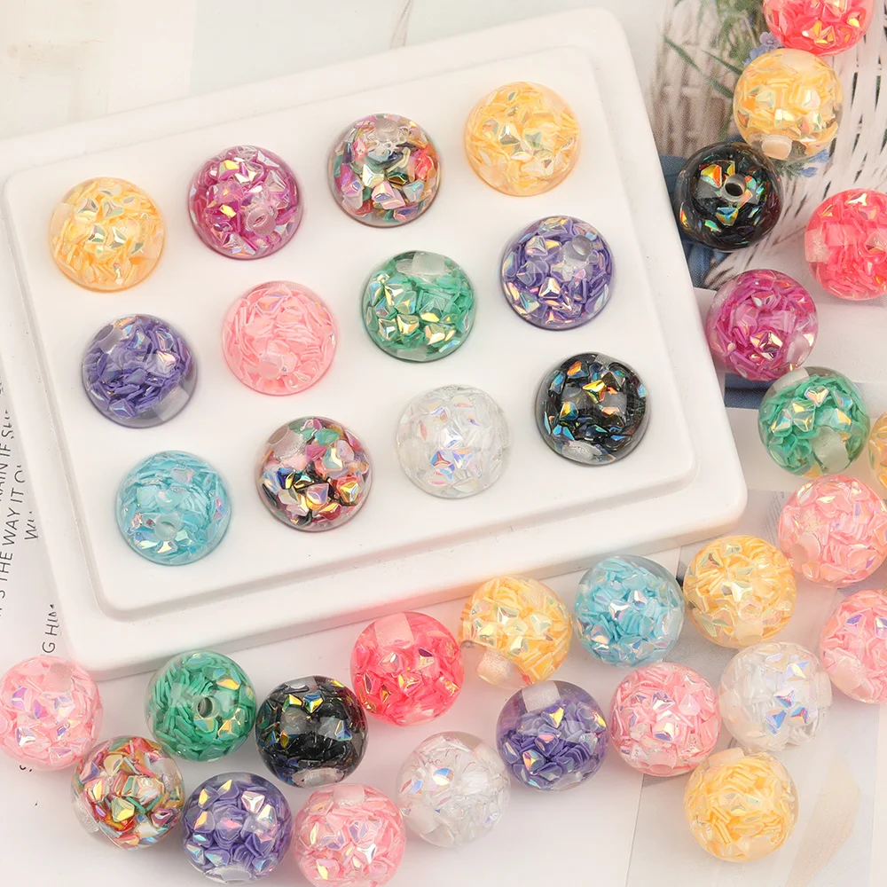 

Cordial Design 100Pcs 16*16MM DIY Beads/Round Shape/Glitter Powder Effect/Resin Bead/Hand Made/Jewelry Accessories #17160