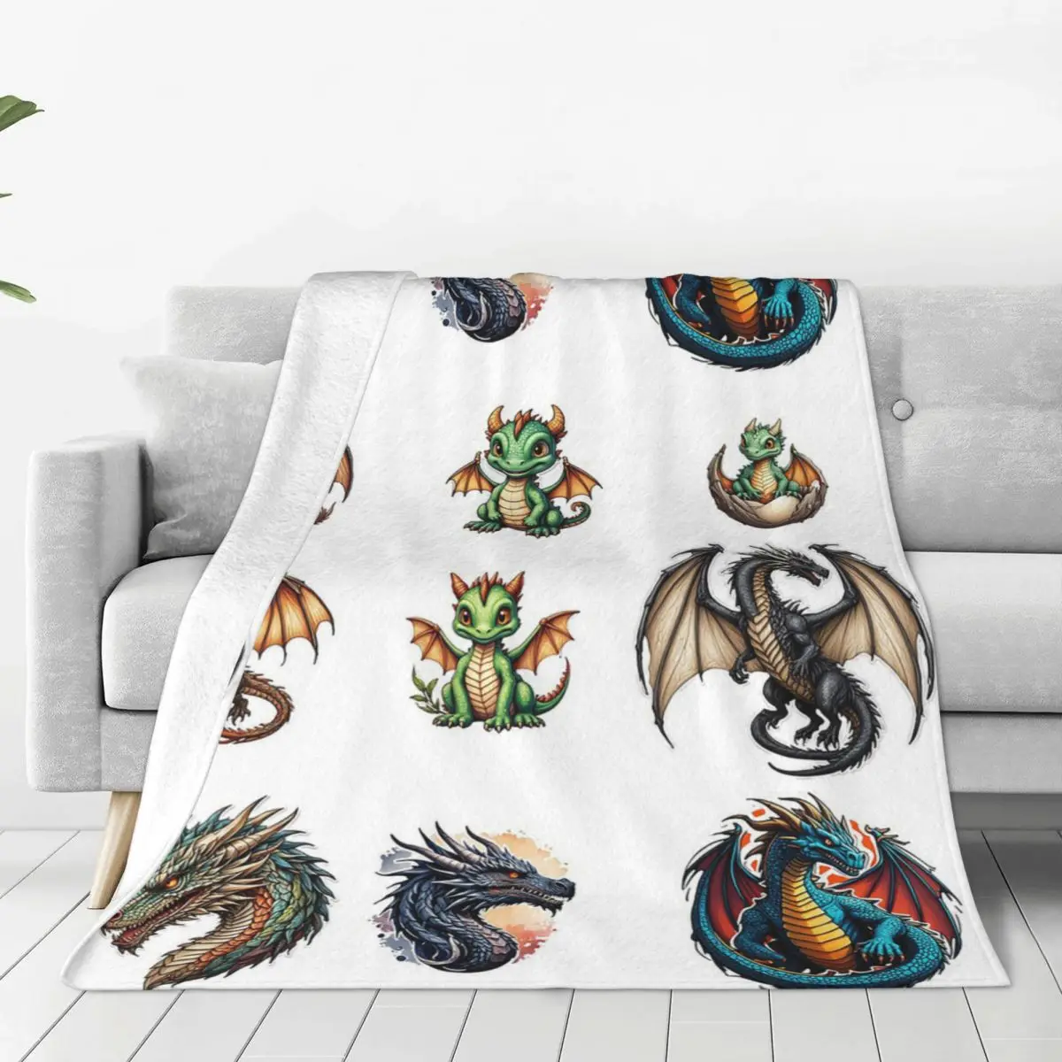 

Dragons Set Blanket Fleece Lightweight Sofa Throw Blankets For Home Bedroom Office Throws Bedspread Quilt