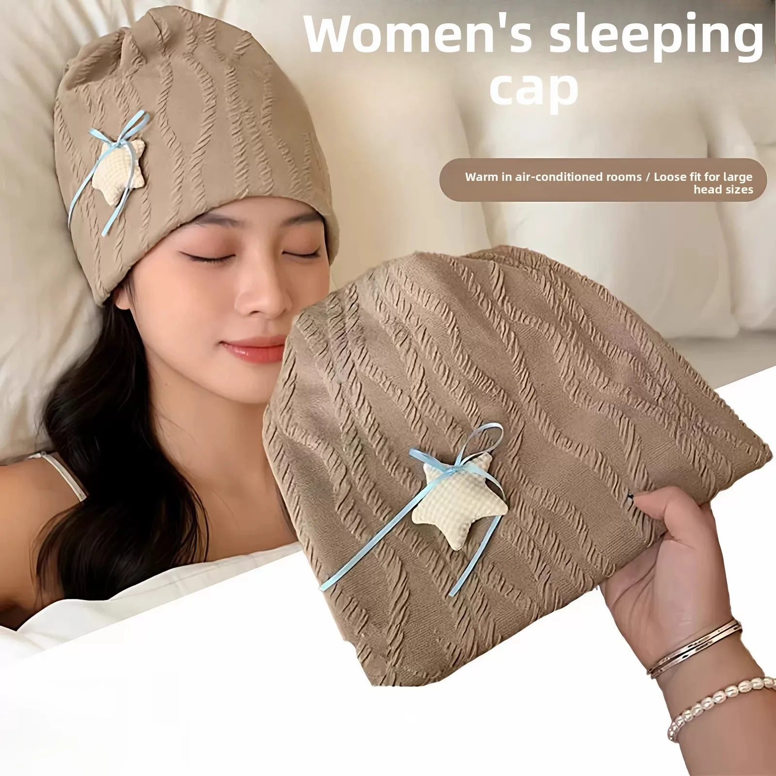 

Ladies Sleep Cap Windproof Head Protection for Nighttime Sleep in Air Conditioned Room Special for Migraine Relief Summer ...