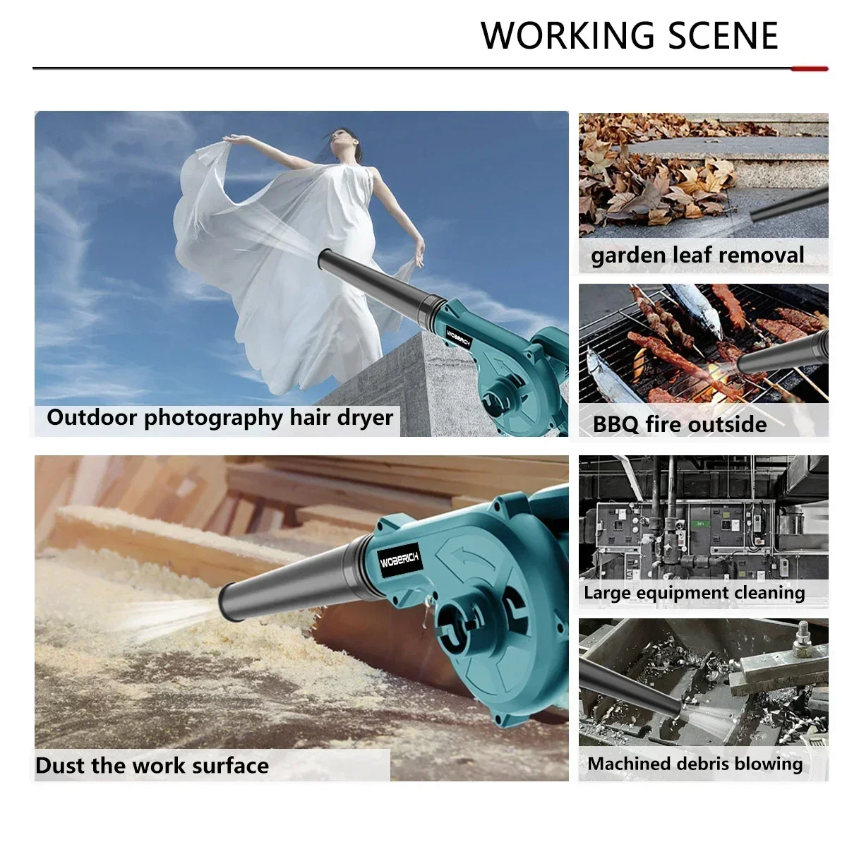 Draadloze tuinblazer en zuigkracht Draagbare draagbare bladcomputer Stofafscheider Reiniger Elektrisch gereedschap met 18V-batterij